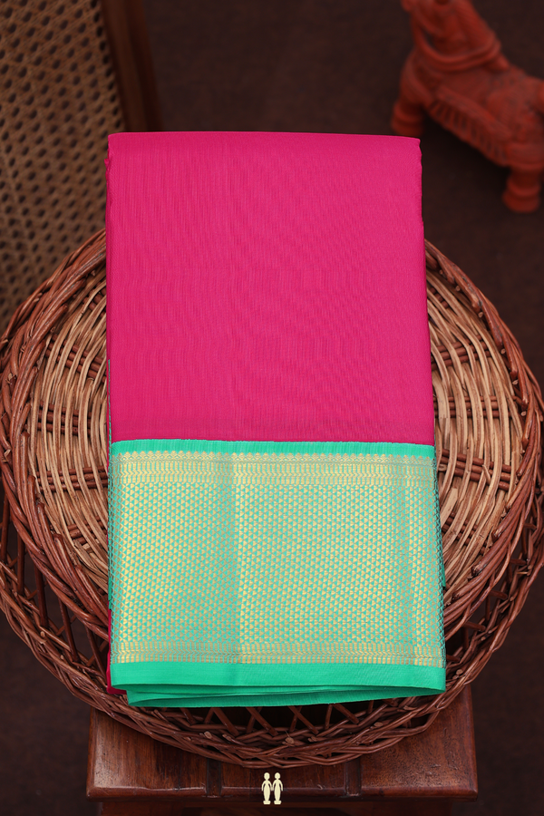 Kanchipuram Silk Saree In Rose Red With Contrast Border