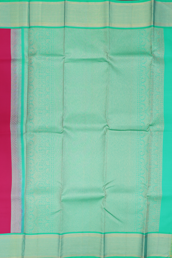 Kanchipuram Silk Saree In Rose Red With Contrast Border