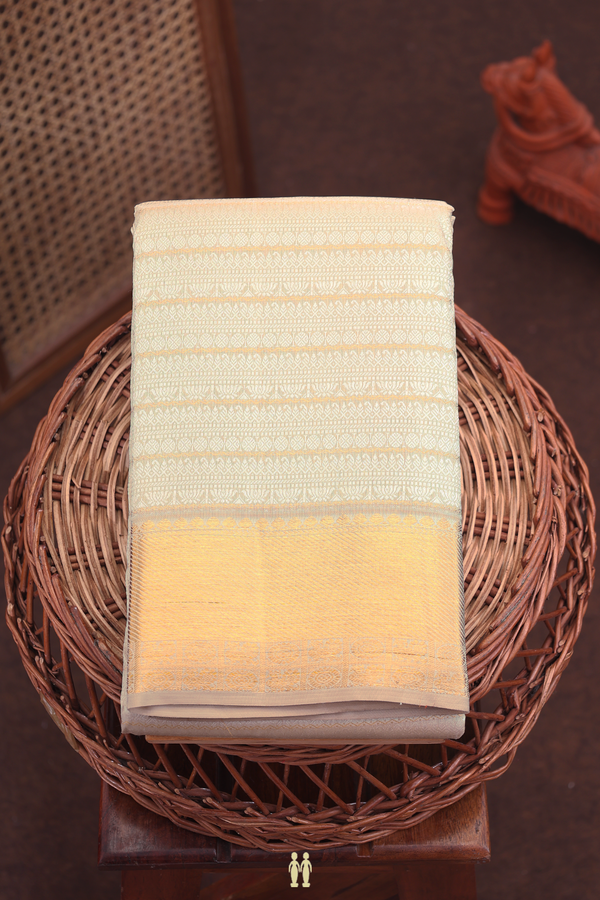 Kanchipuram Silk Saree In Beige With Jacquard Pattern