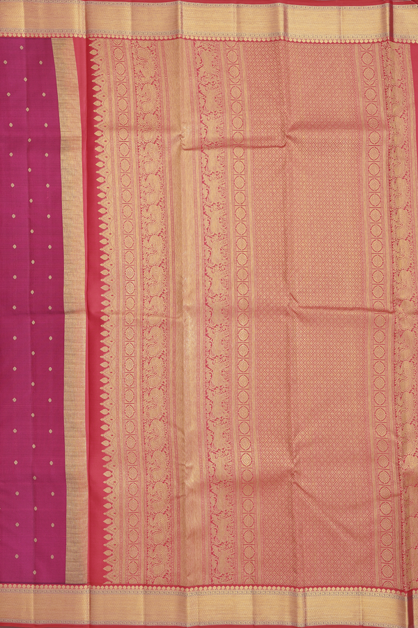 Kanchipuram Silk Saree In Berry Purple With Floral Buttis