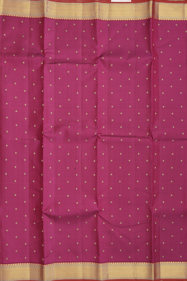 Kanchipuram Silk Saree In Berry Purple With Floral Buttis