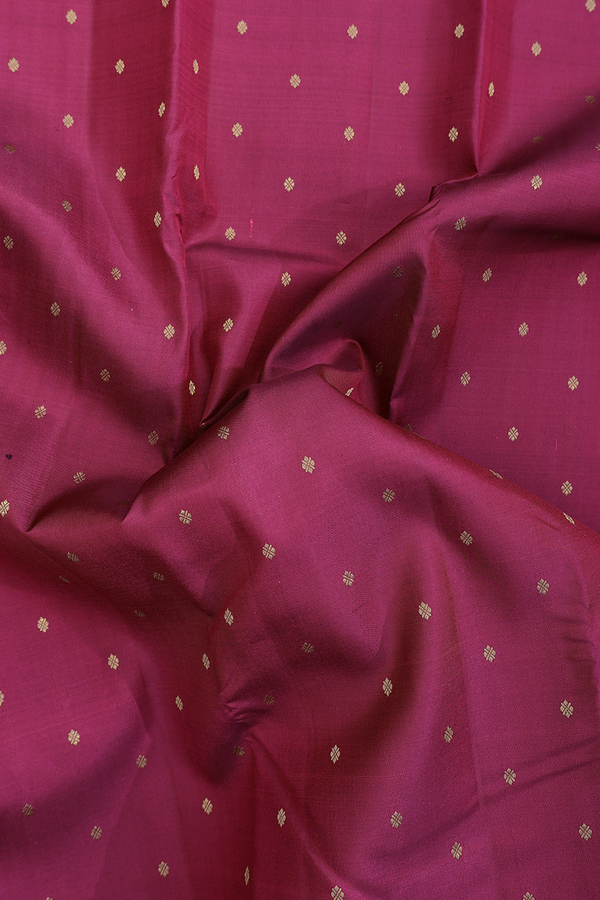 Kanchipuram Silk Saree In Berry Purple With Floral Buttis