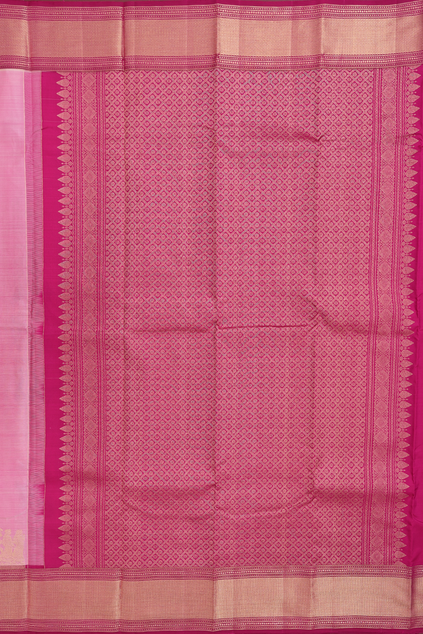 Kanchipuram Silk Saree In Pastel Pink With Floral Buttas