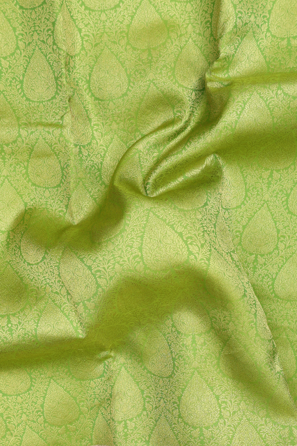 Kanchipuram Silk Saree In Parrot Green With Brocade Design