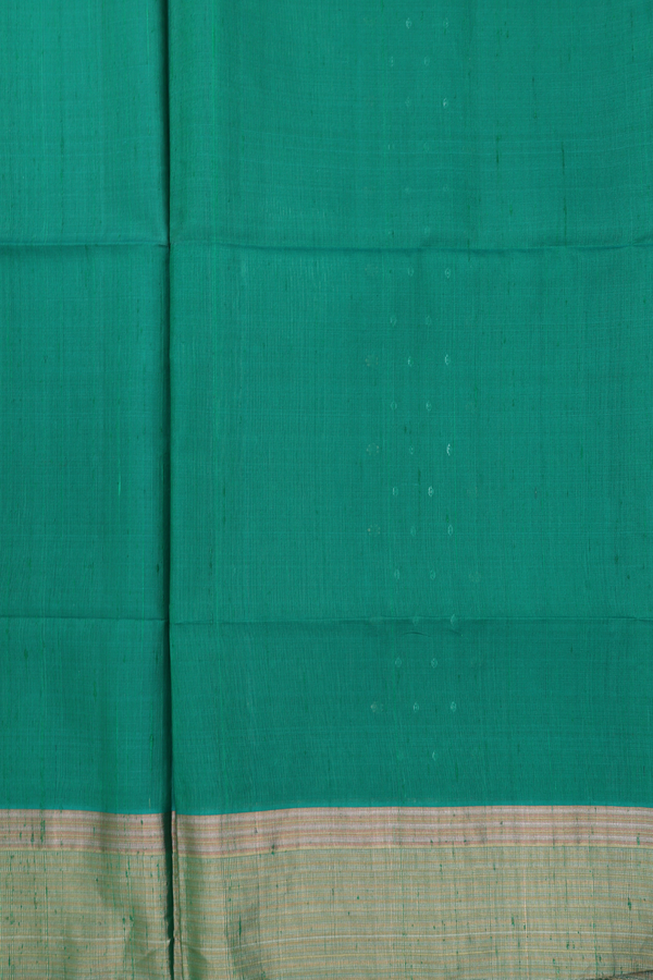 Raw Silk Saree In Teal Green With Bavanchi Border