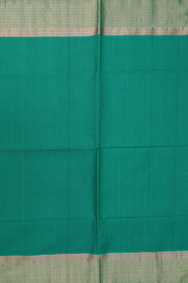 Raw Silk Saree In Teal Green With Bavanchi Border