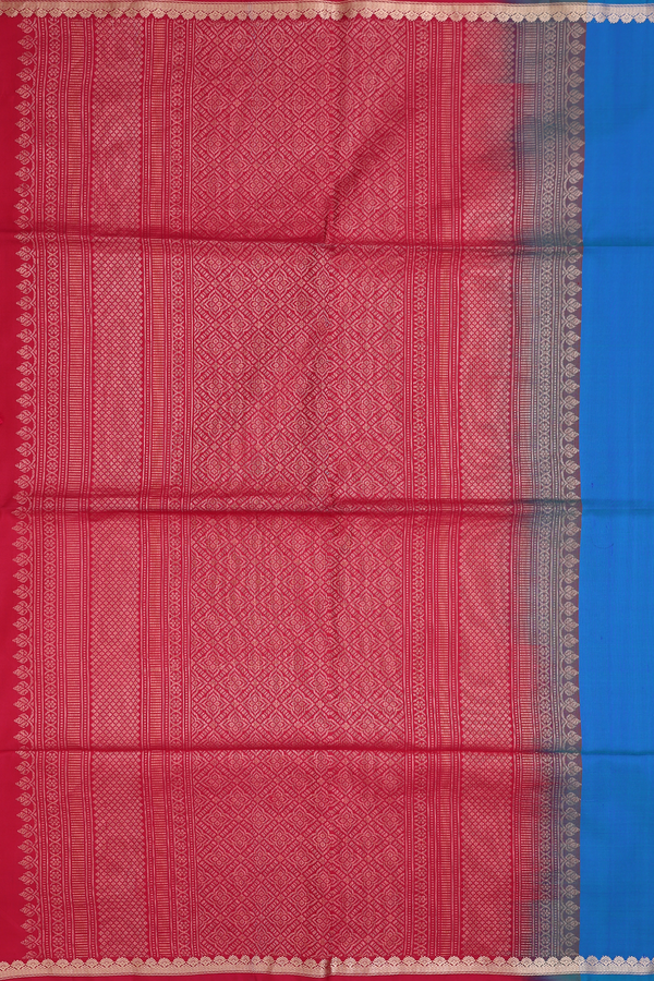 Soft Silk Saree In Cobalt Blue With Chakram Motifs