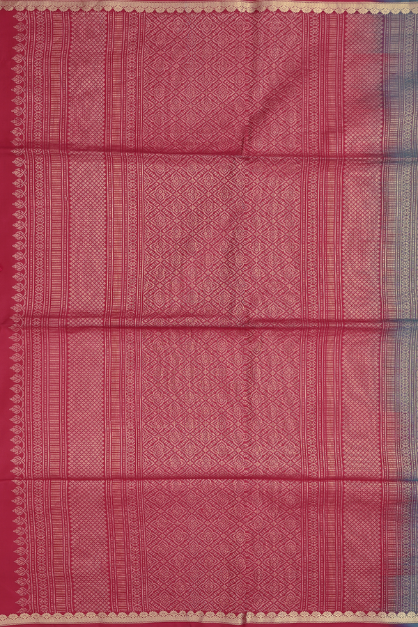 Soft Silk Saree In Cobalt Blue With Chakram Motifs