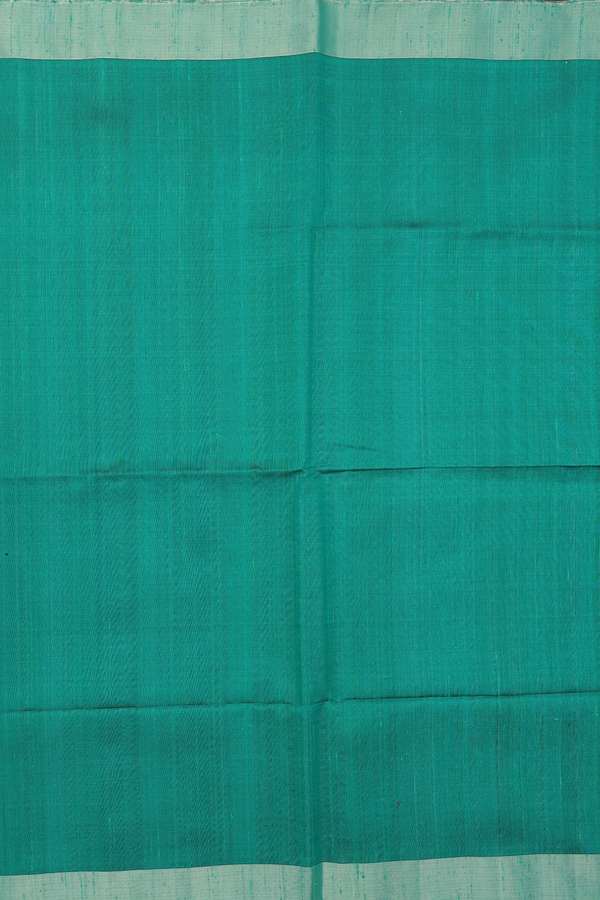 Raw Silk Saree In Peacock Green With Bavanchi Border