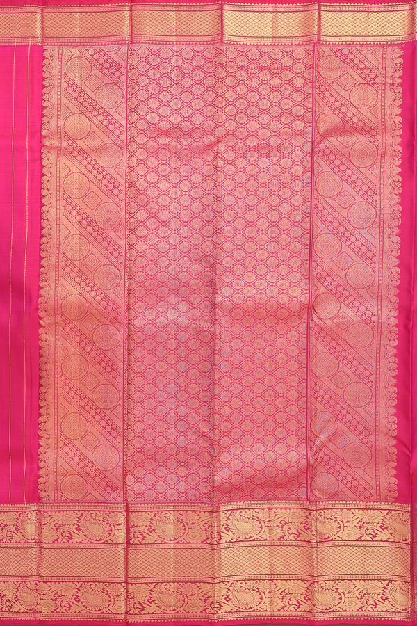 Kanchipuram Silk Saree In Rani Pink With Paisley Buttas