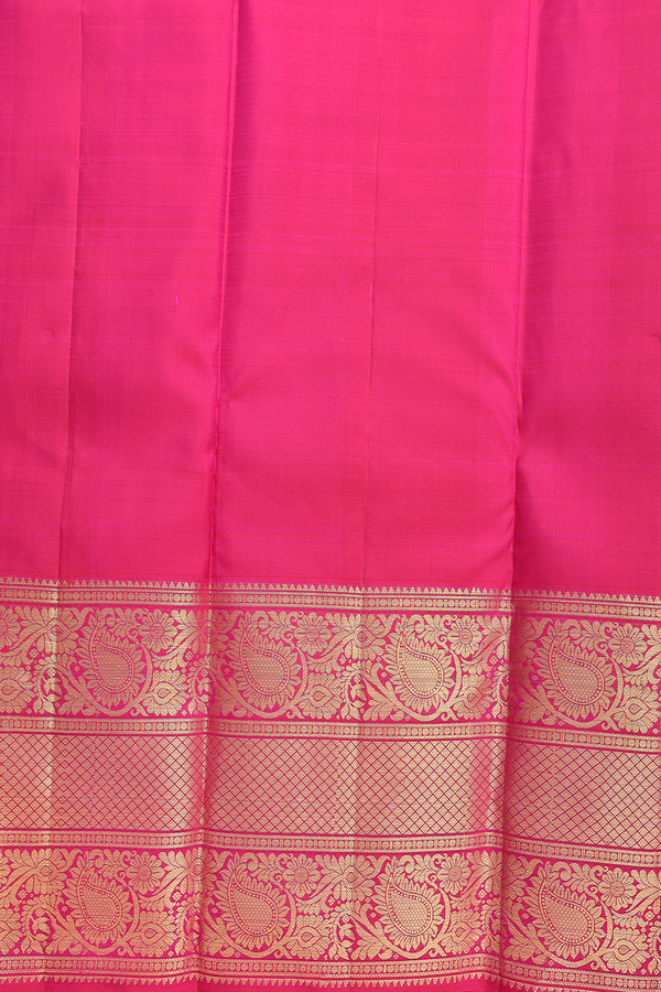 Kanchipuram Silk Saree In Rani Pink With Paisley Buttas