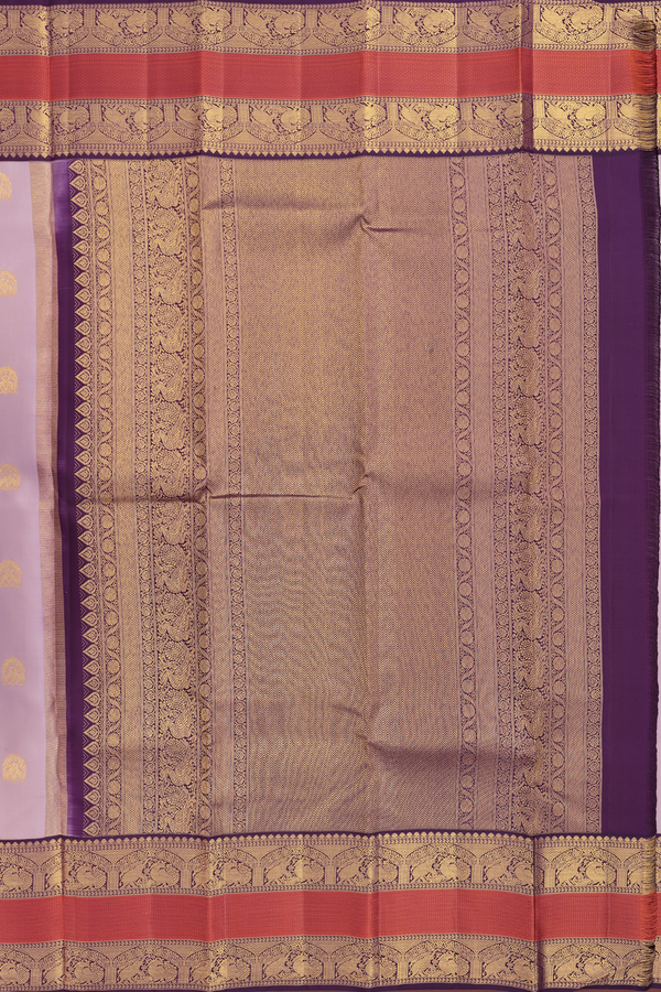 Kanchipuram Silk Saree In Dusty Lavender With Zari Buttas