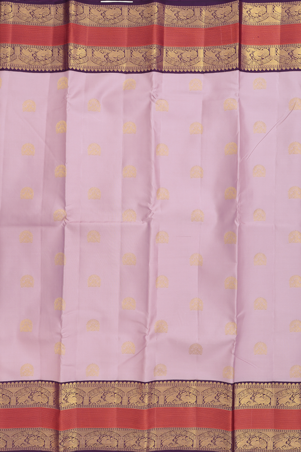 Kanchipuram Silk Saree In Dusty Lavender With Zari Buttas