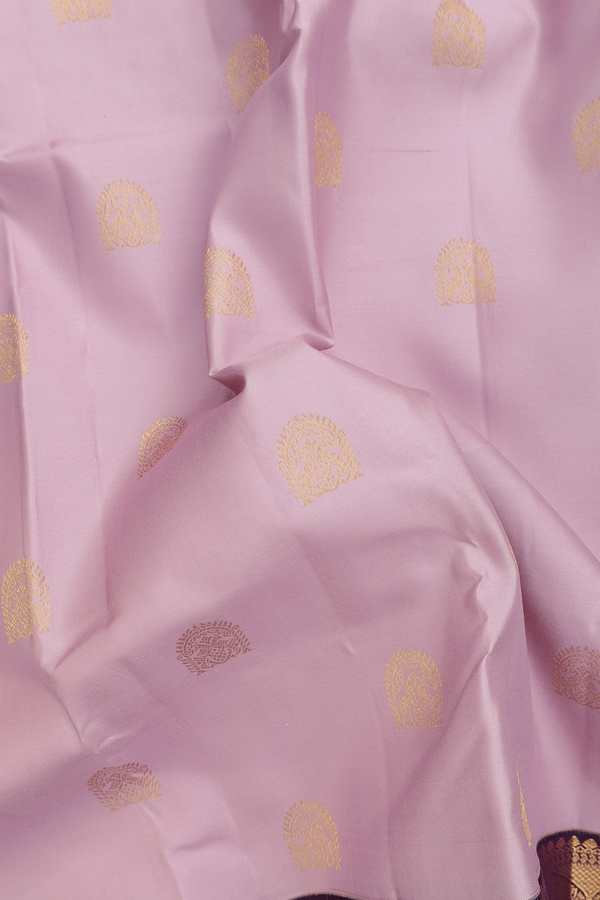 Kanchipuram Silk Saree In Dusty Lavender With Zari Buttas