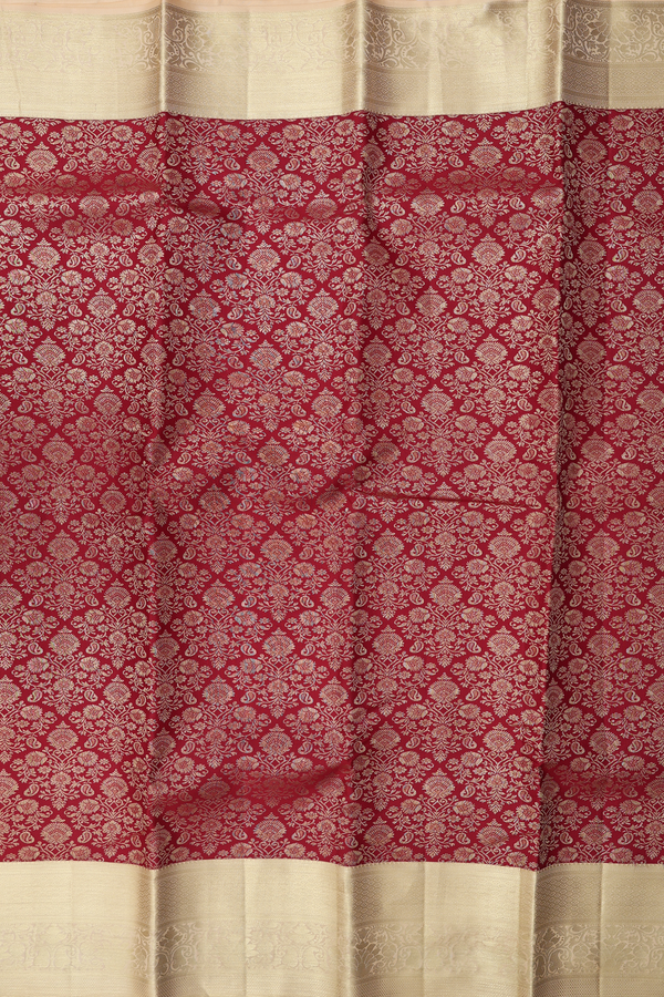 Kanchipuram Silk Saree In Red With Brocade Design