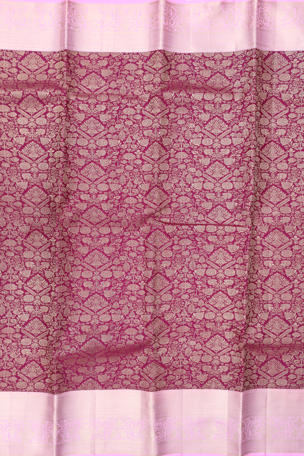 Kanchipuram Silk Saree In Plum Purple With Brocade Design