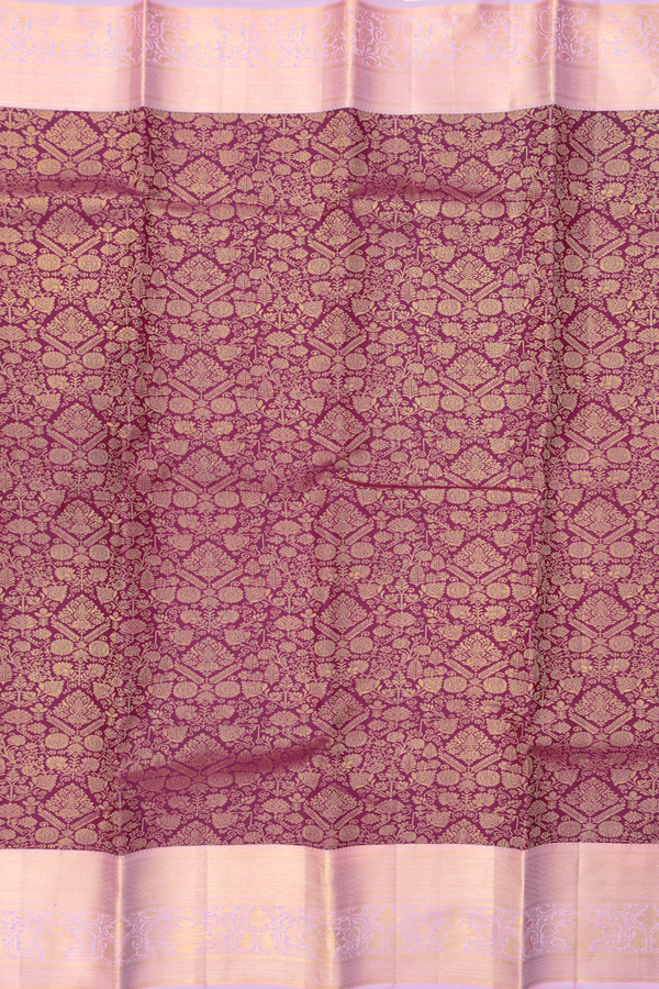 Kanchipuram Silk Saree In Plum Purple With Brocade Design