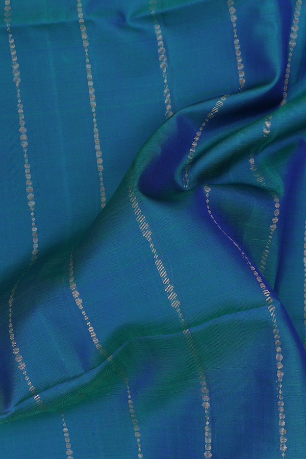Soft Silk Saree In Prussian Blue With Stripes Design
