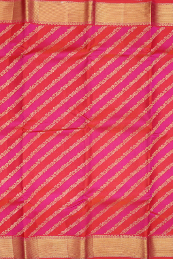 Kanchipuram Silk Saree In Shades Of Pink With Diagonal Design