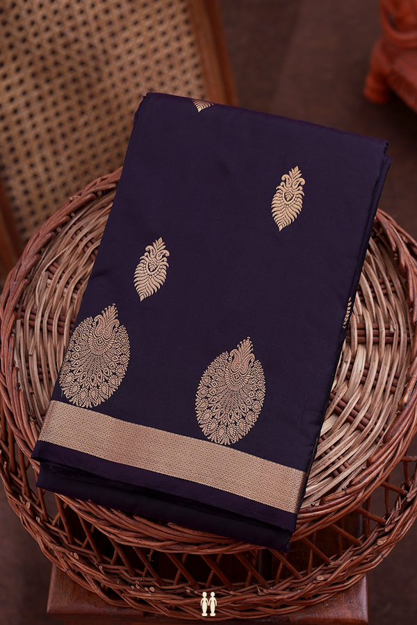 Kanchipuram Silk Saree In Dark Oak Brown With Zari Buttas