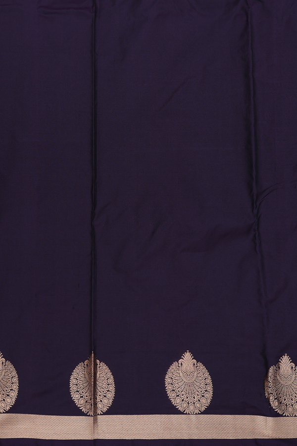 Kanchipuram Silk Saree In Dark Oak Brown With Zari Buttas