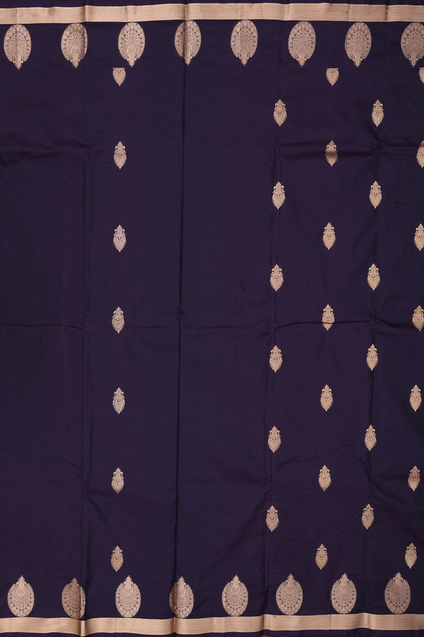 Kanchipuram Silk Saree In Dark Oak Brown With Zari Buttas