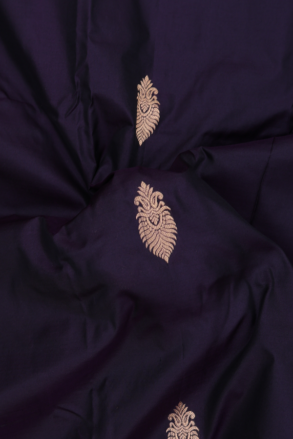 Kanchipuram Silk Saree In Dark Oak Brown With Zari Buttas