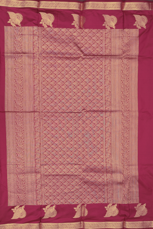 Kanchipuram Silk Saree In Crimson Red With Zari Buttas
