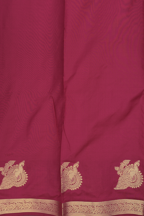 Kanchipuram Silk Saree In Crimson Red With Zari Buttas