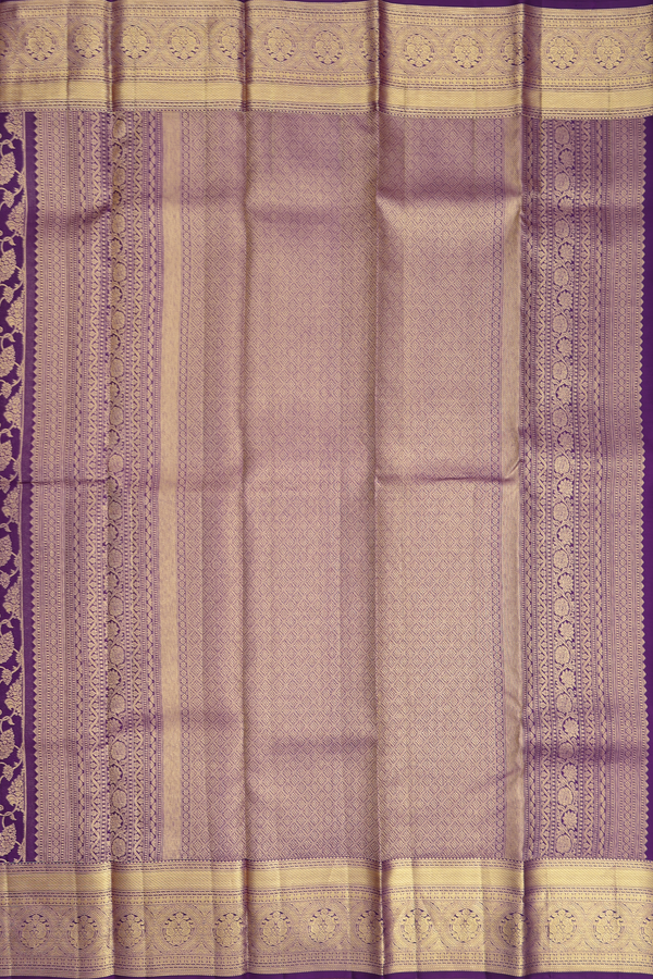 Kanchipuram Silk Saree In Royal Purple With Brocade Design