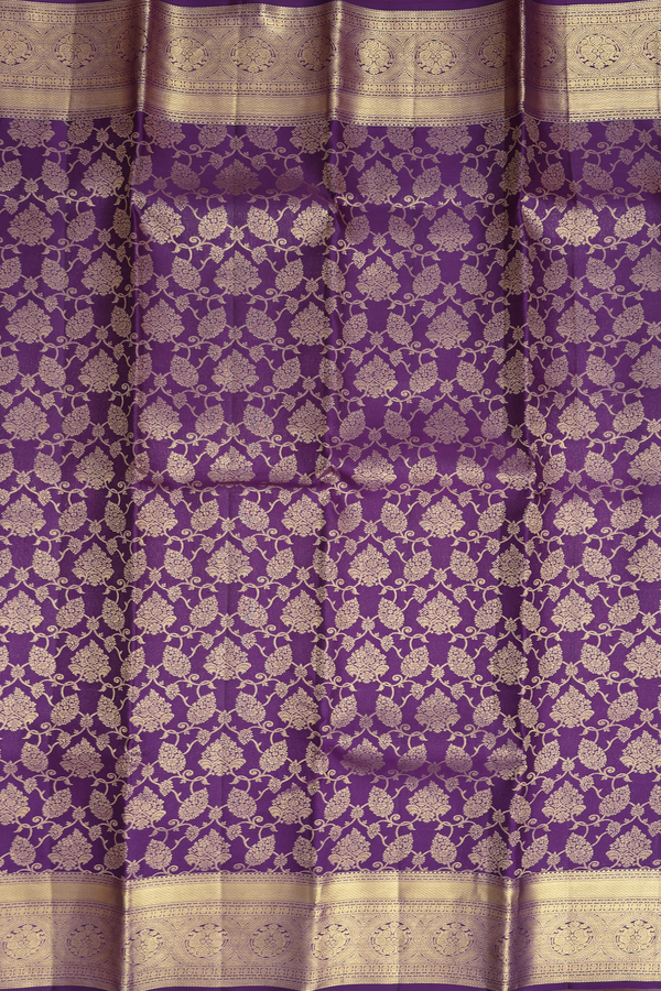 Kanchipuram Silk Saree In Royal Purple With Brocade Design