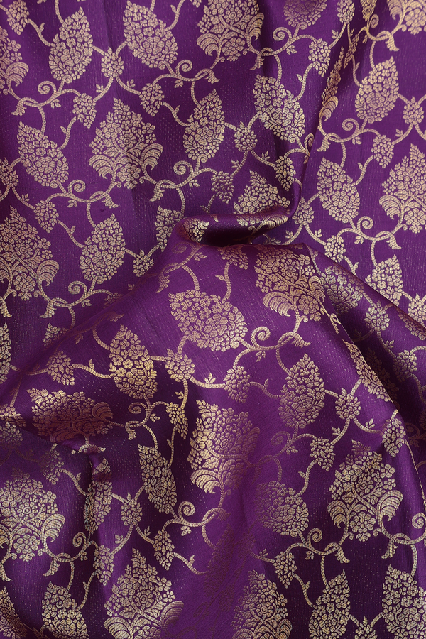 Kanchipuram Silk Saree In Royal Purple With Brocade Design