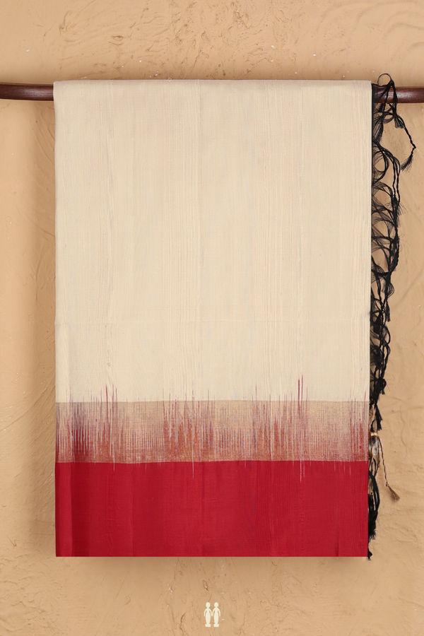 Raw Silk Saree In Ivory With Ganga Jamuna Border