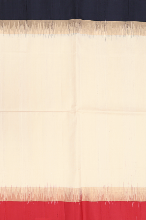 Raw Silk Saree In Ivory With Ganga Jamuna Border