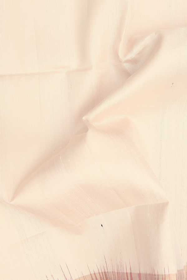 Raw Silk Saree In Ivory With Ganga Jamuna Border