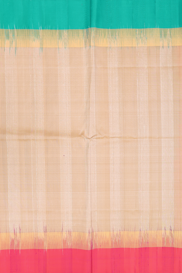 Raw Silk Saree In Light Brown With Ganga Jamuna Border