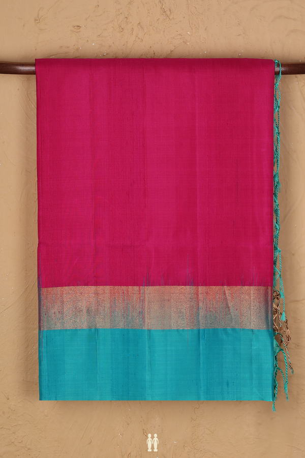 Raw Silk Saree In Magenta With Ganga Jamuna Border