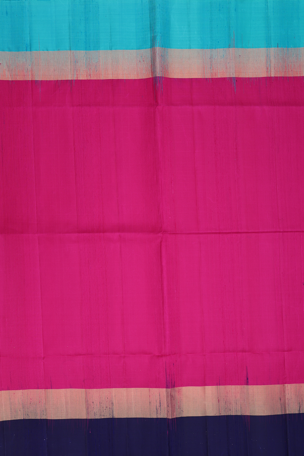 Raw Silk Saree In Magenta With Ganga Jamuna Border