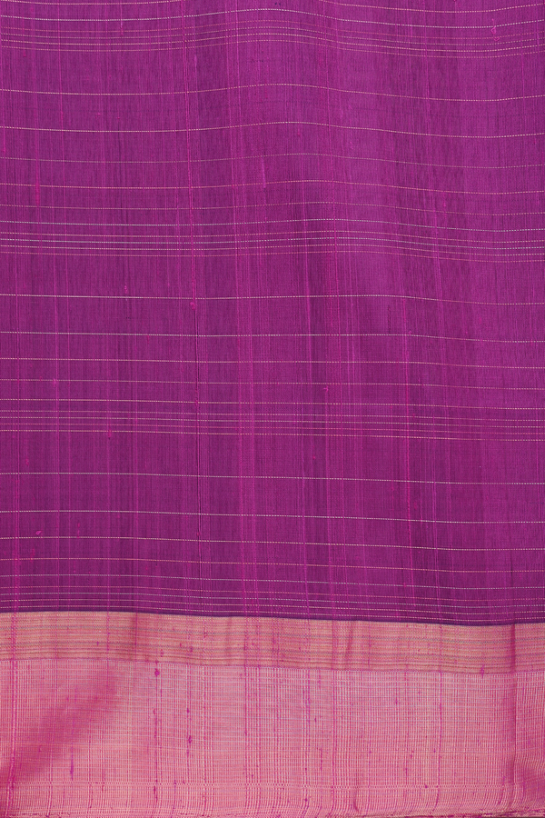Raw Silk Saree In Purple Rose With Checks Design