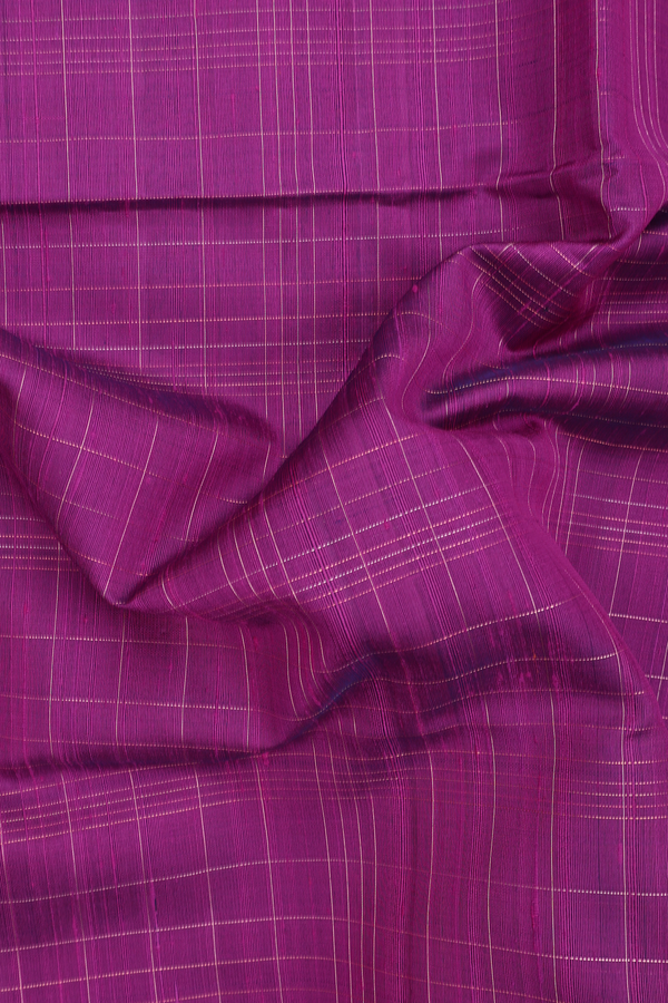 Raw Silk Saree In Purple Rose With Checks Design