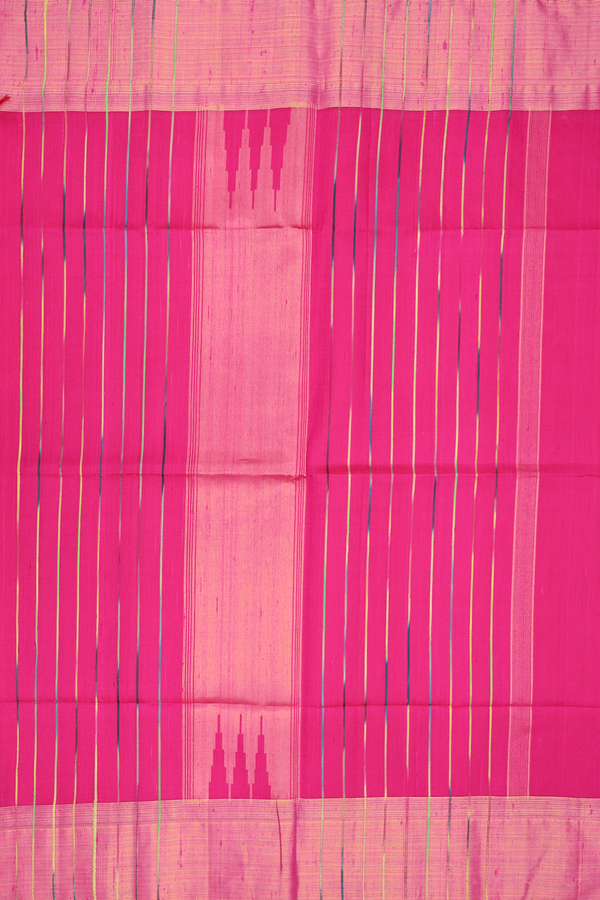 Raw Silk Saree In Magenta With Threadwork Buttas