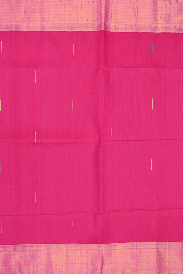 Raw Silk Saree In Magenta With Threadwork Buttas