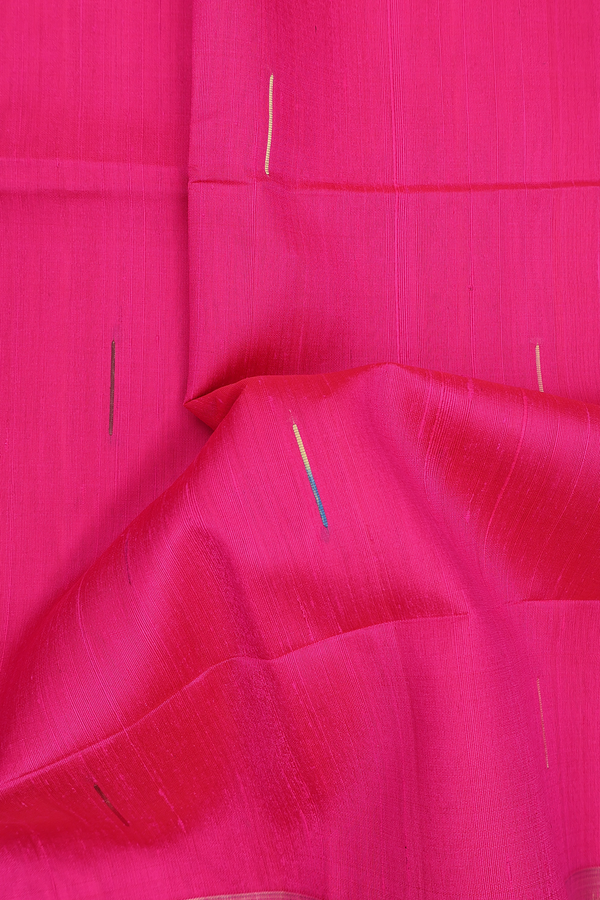 Raw Silk Saree In Magenta With Threadwork Buttas