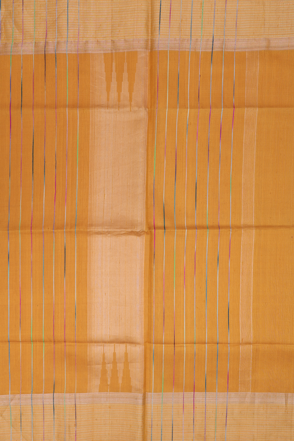 Raw Silk Saree In Mustard Yellow With Threadwork Buttas