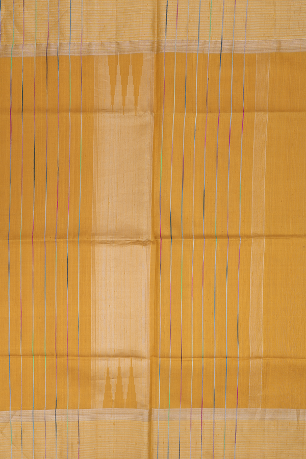 Raw Silk Saree In Mustard Yellow With Threadwork Buttas