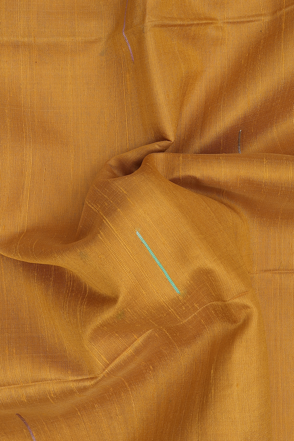 Raw Silk Saree In Mustard Yellow With Threadwork Buttas