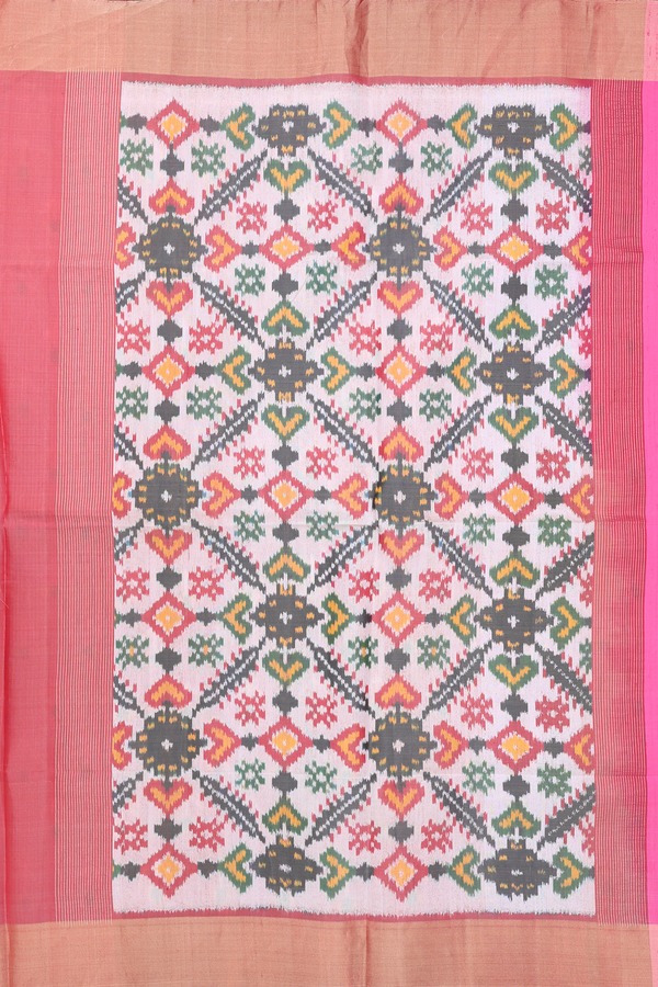 Raw Silk Saree In Pink With Bavanchi Border