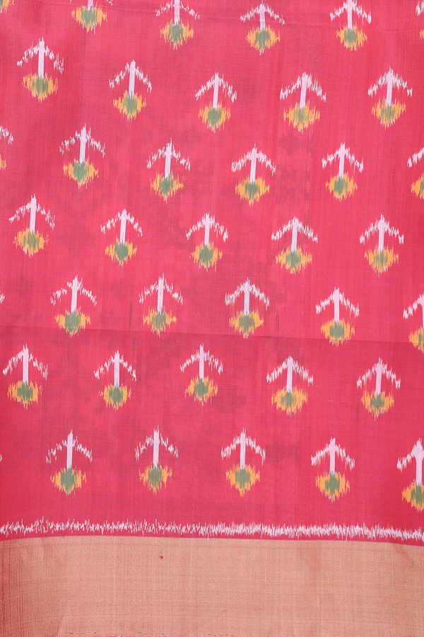Raw Silk Saree In Pink With Bavanchi Border