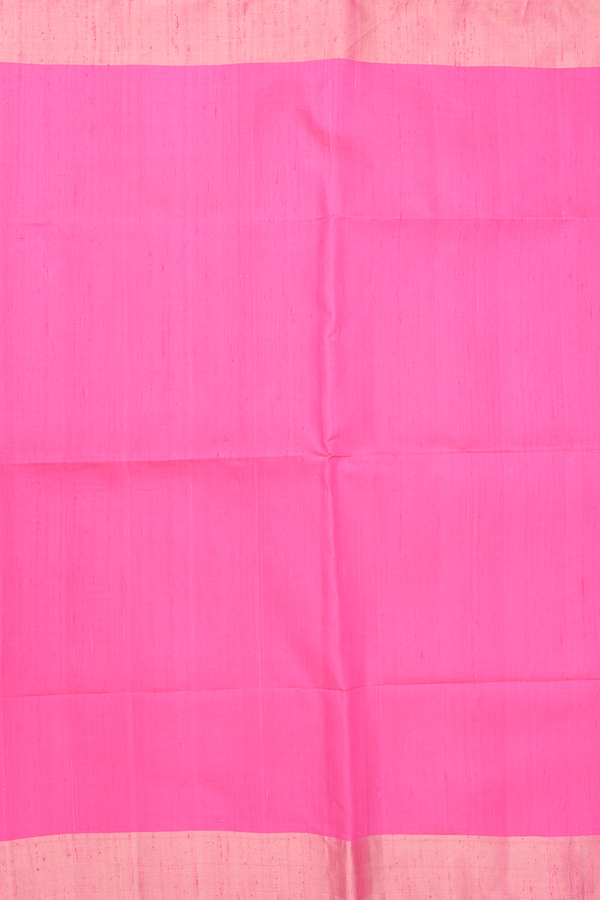 Raw Silk Saree In Pink With Bavanchi Border