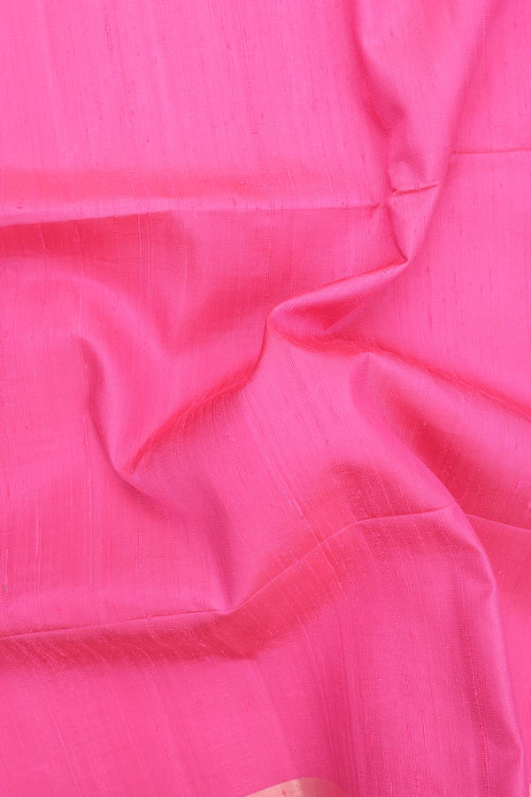 Raw Silk Saree In Pink With Bavanchi Border